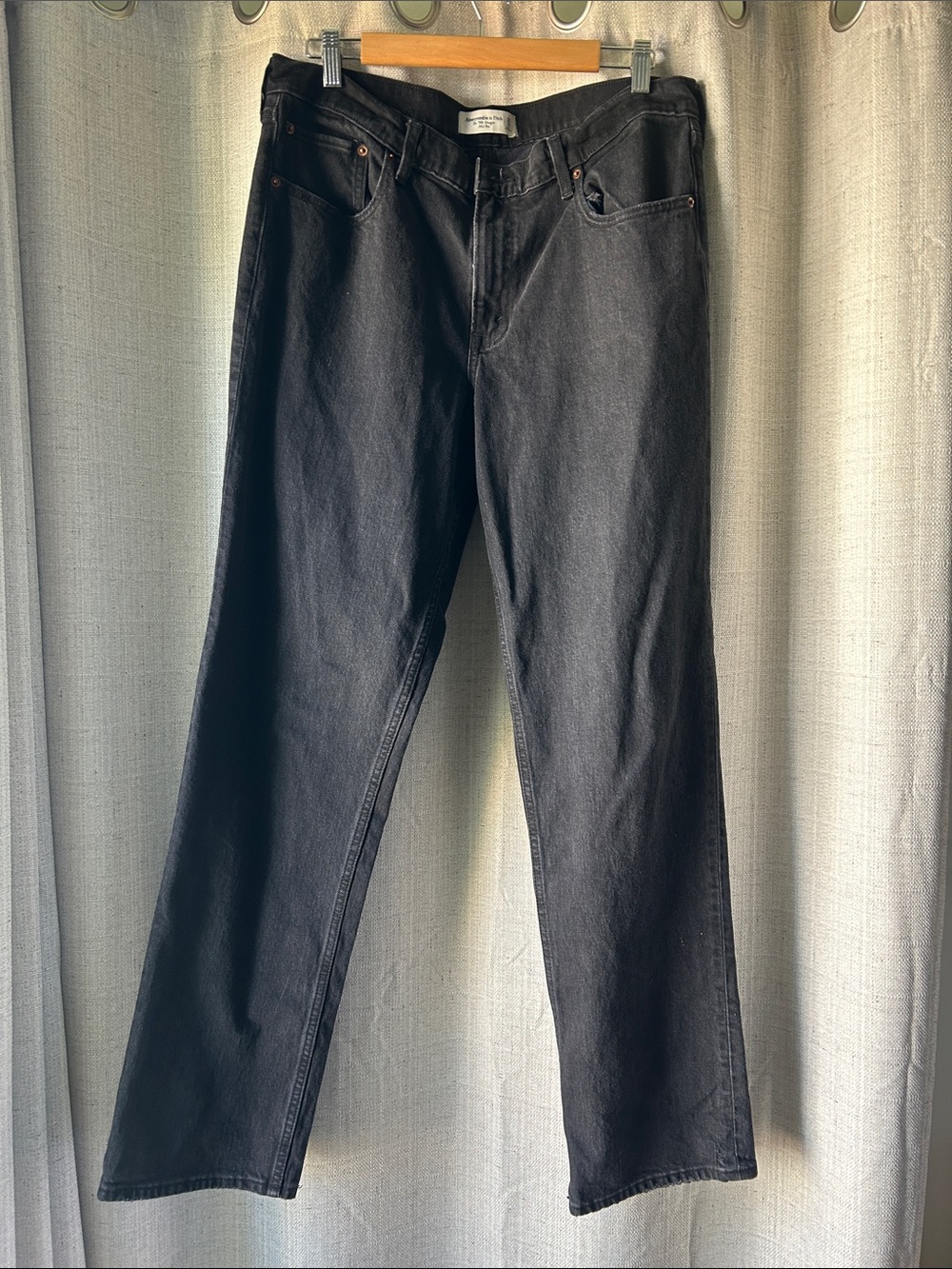 Abercrombie dark wash mid rise straight leg Long leg Jean